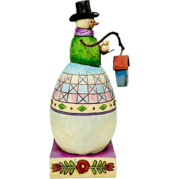 Jim Shore WARM AND COZY 2008 Snowman Figurine with Birdhouse and Bird #4010362 - Picture 4 of 10